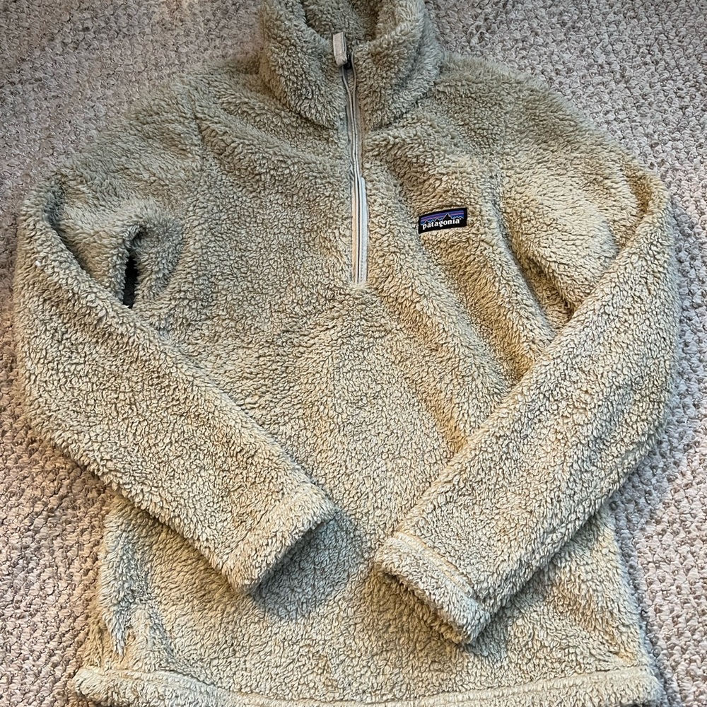 Patagonia Beige Half Zip Pullover Fleece Sweatshirt Women Sherpa